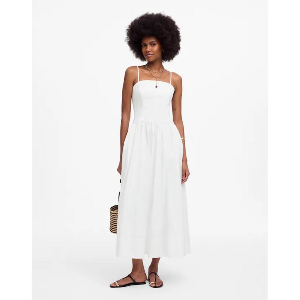 Madewell Katie Poplin Seamed Maxi Dress in White Size 4